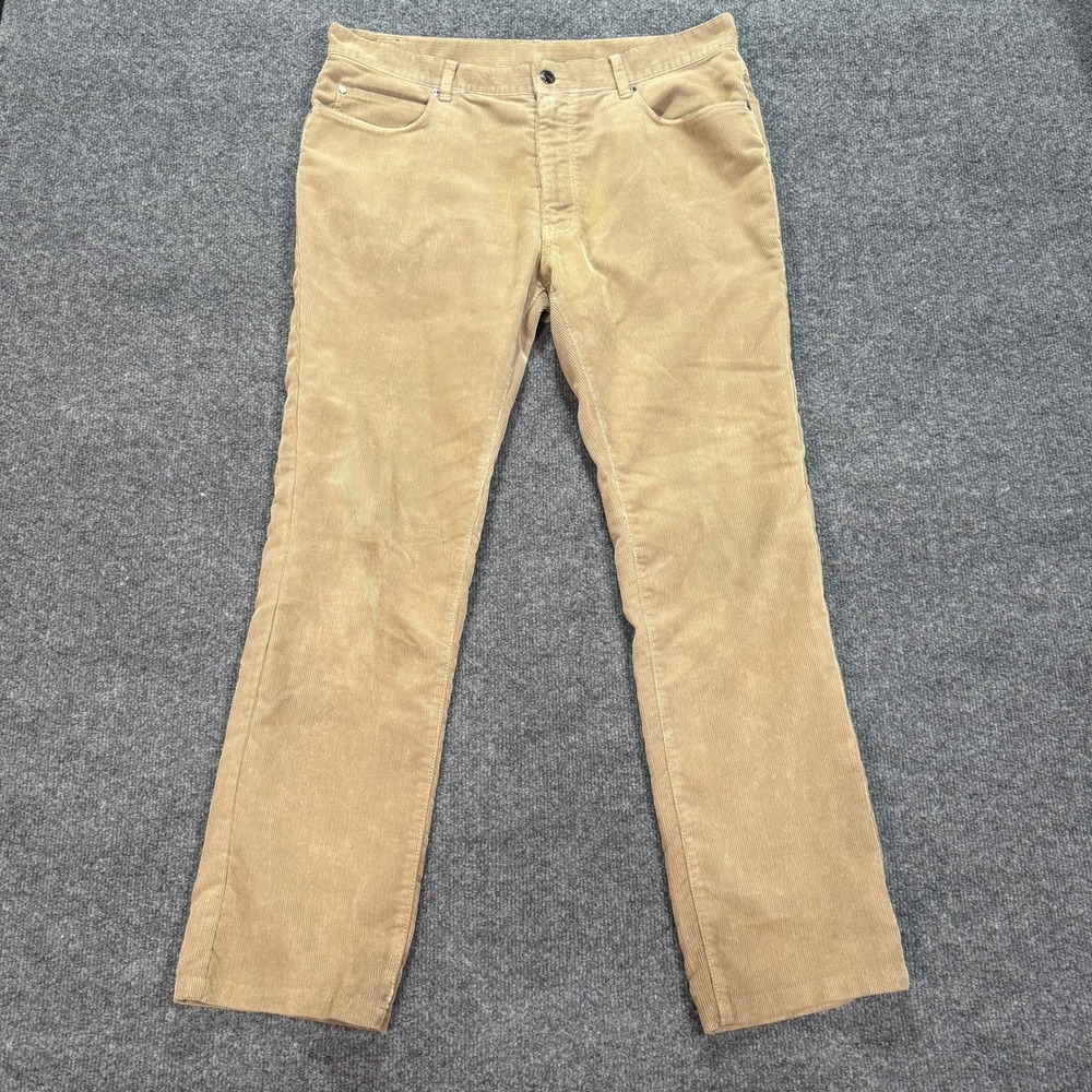 Z Zegna Ermenegildo Zegna Mens Corduroy Pants Tan Straight Leg Size 36